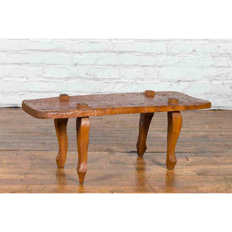 Javanese Arts & Crafts Teak Table with Recessed Legs and Distressed Appearance-YN1450-2. Asian & Chinese Furniture, Art, Antiques, Vintage Home Décor for sale at FEA Home