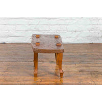 Javanese Arts & Crafts Teak Table with Recessed Legs and Distressed Appearance