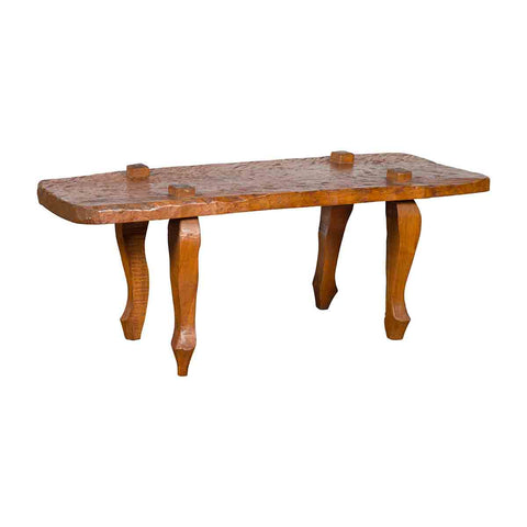 Javanese Arts & Crafts Teak Table with Recessed Legs and Distressed Appearance-YN1450-1. Asian & Chinese Furniture, Art, Antiques, Vintage Home Décor for sale at FEA Home