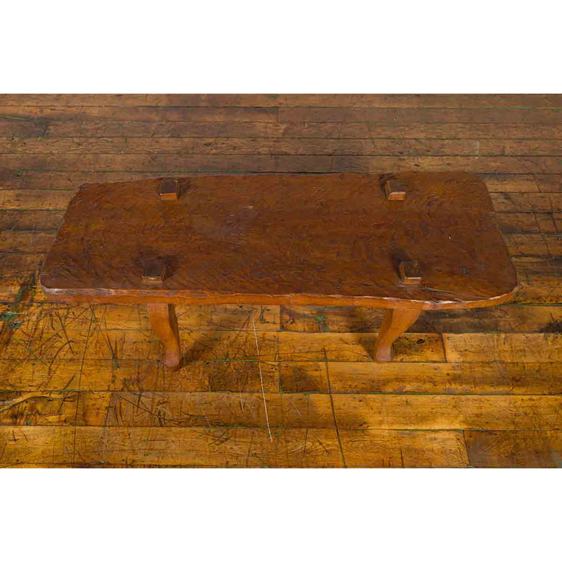 Javanese Arts & Crafts Teak Table with Recessed Legs and Distressed Appearance-YN1450-7. Asian & Chinese Furniture, Art, Antiques, Vintage Home Décor for sale at FEA Home