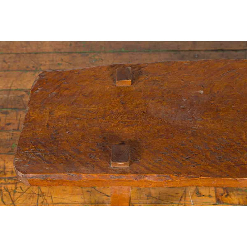 Javanese Arts & Crafts Teak Table with Recessed Legs and Distressed Appearance-YN1450-8. Asian & Chinese Furniture, Art, Antiques, Vintage Home Décor for sale at FEA Home