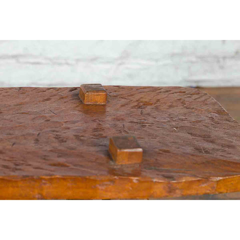 Javanese Arts & Crafts Teak Table with Recessed Legs and Distressed Appearance-YN1450-11. Asian & Chinese Furniture, Art, Antiques, Vintage Home Décor for sale at FEA Home