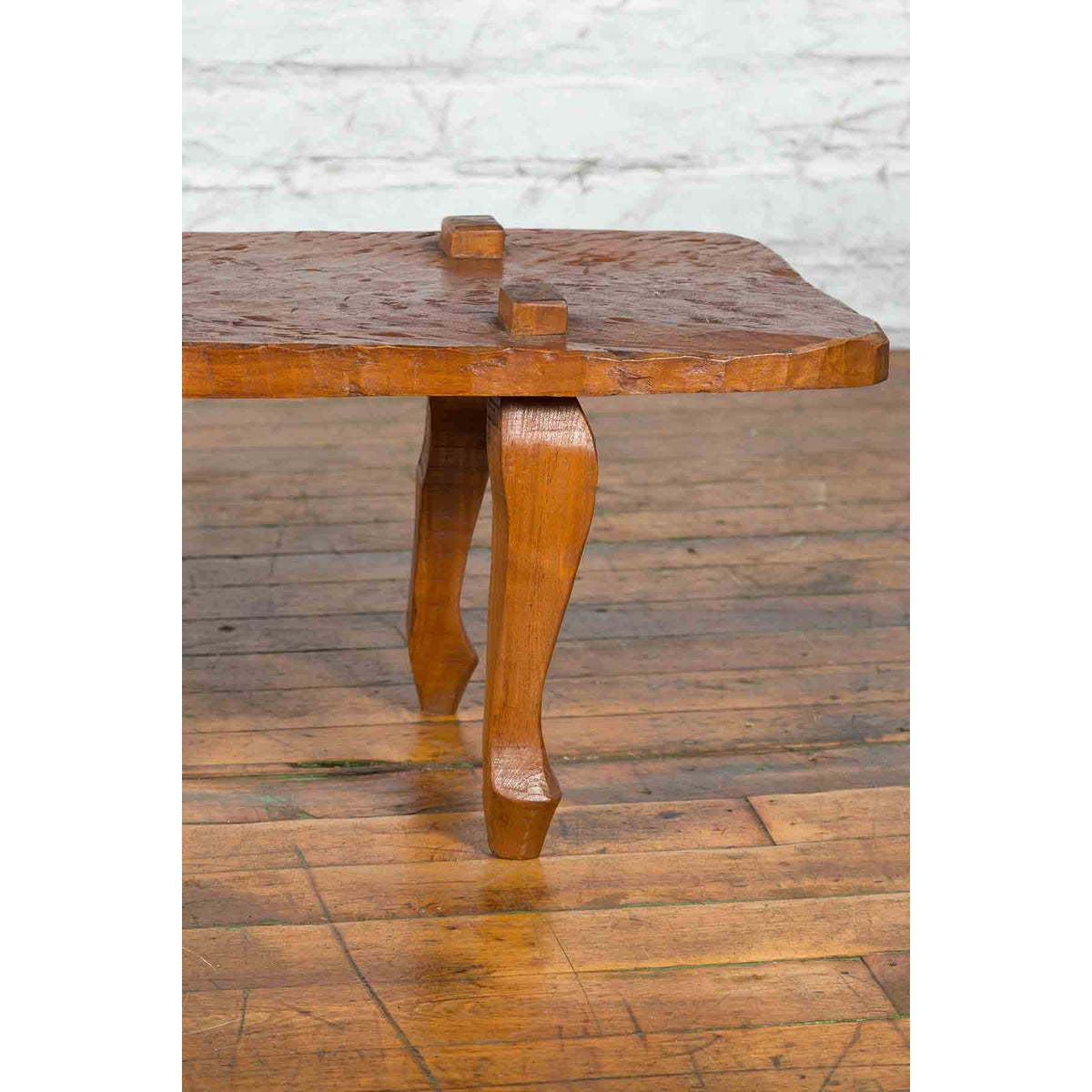 Javanese Arts &amp; Crafts Teak Table with Recessed Legs and Distressed Appearance-13. Asian &amp; Chinese Furniture, Art, Antiques, Vintage Home Décor for sale at FEA Home