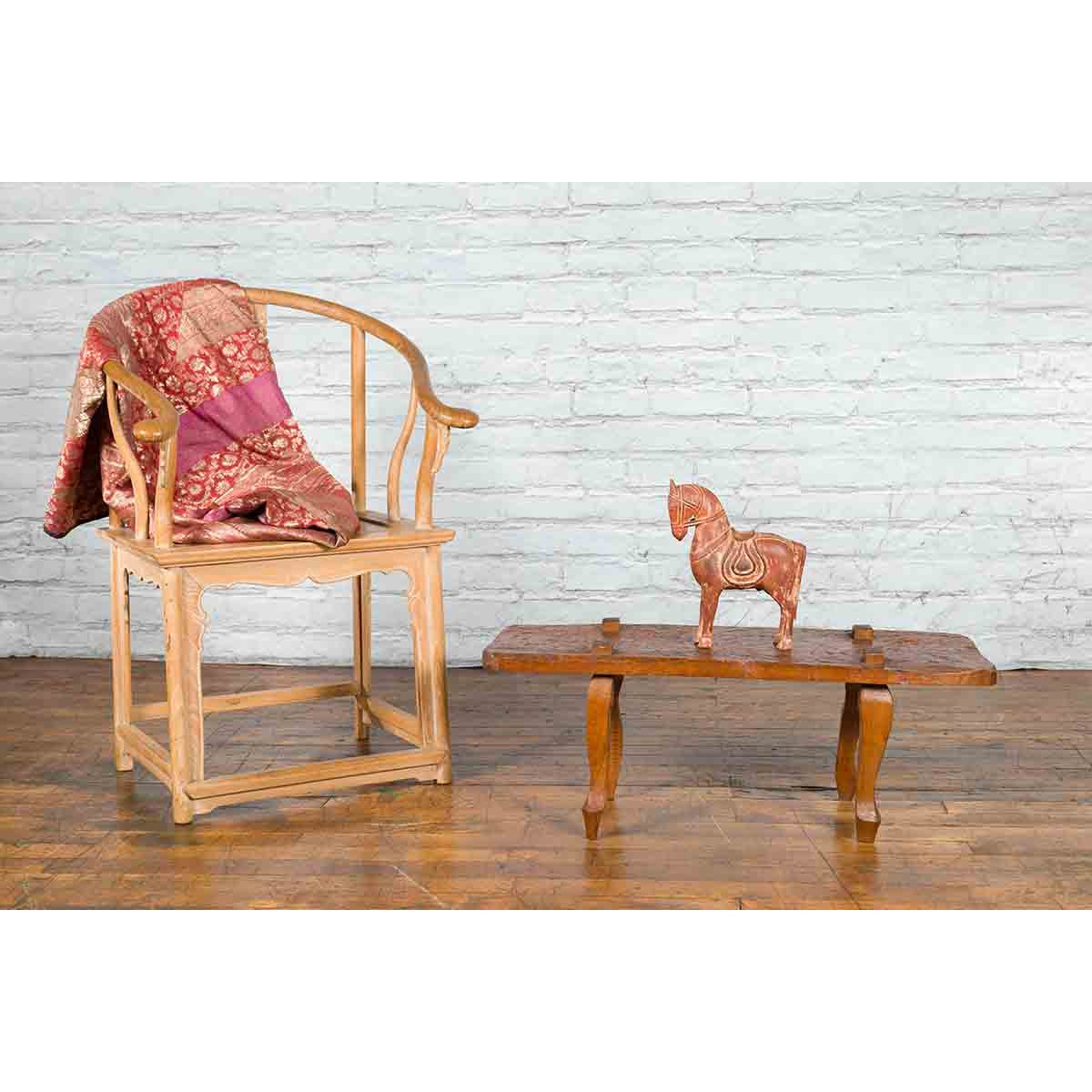 Javanese Arts &amp; Crafts Teak Table with Recessed Legs and Distressed Appearance-3. Asian &amp; Chinese Furniture, Art, Antiques, Vintage Home Décor for sale at FEA Home