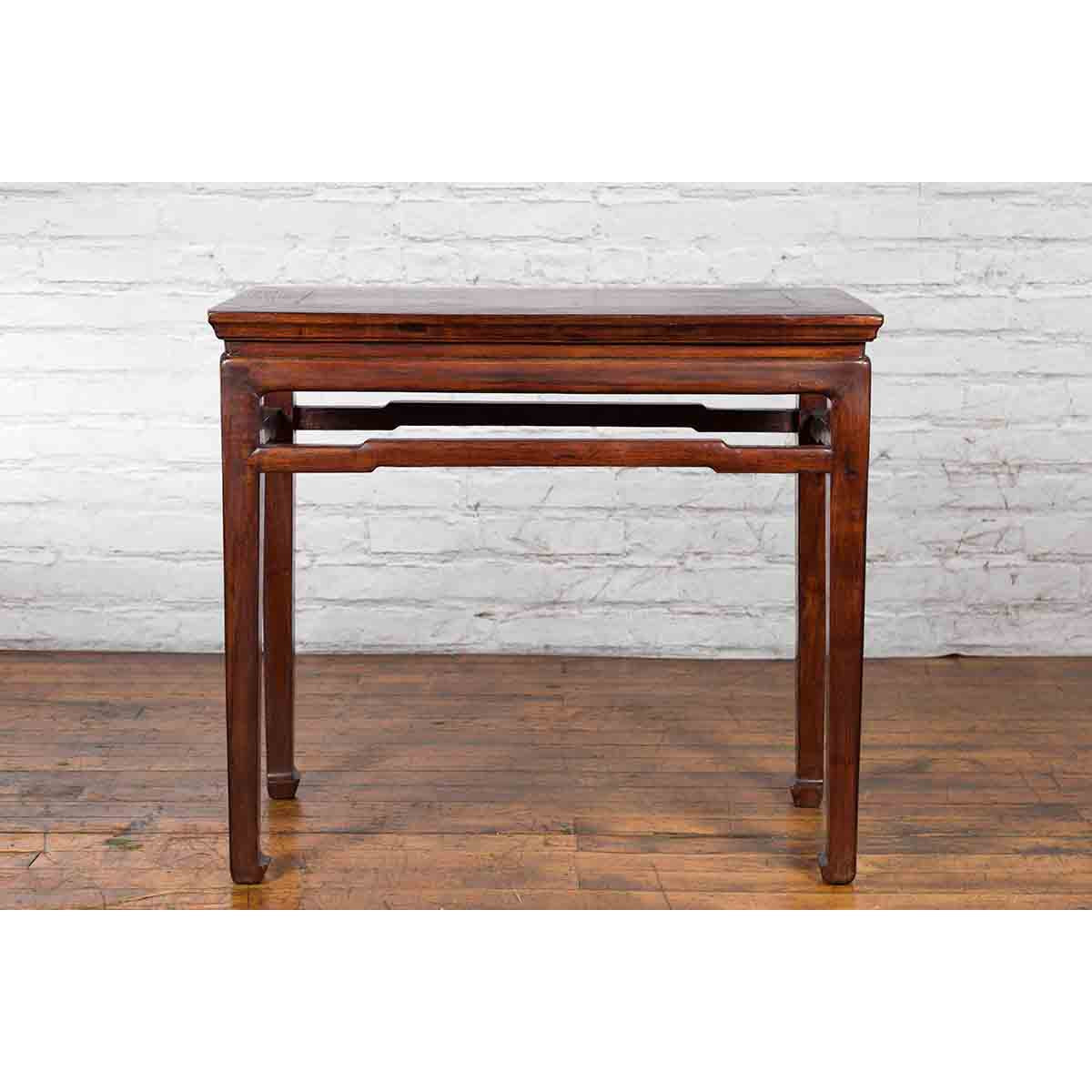 Chinese Qing Dynasty 19th Century Elm Wine Table with Humpback Stretchers-3. Asian &amp; Chinese Furniture, Art, Antiques, Vintage Home Décor for sale at FEA Home