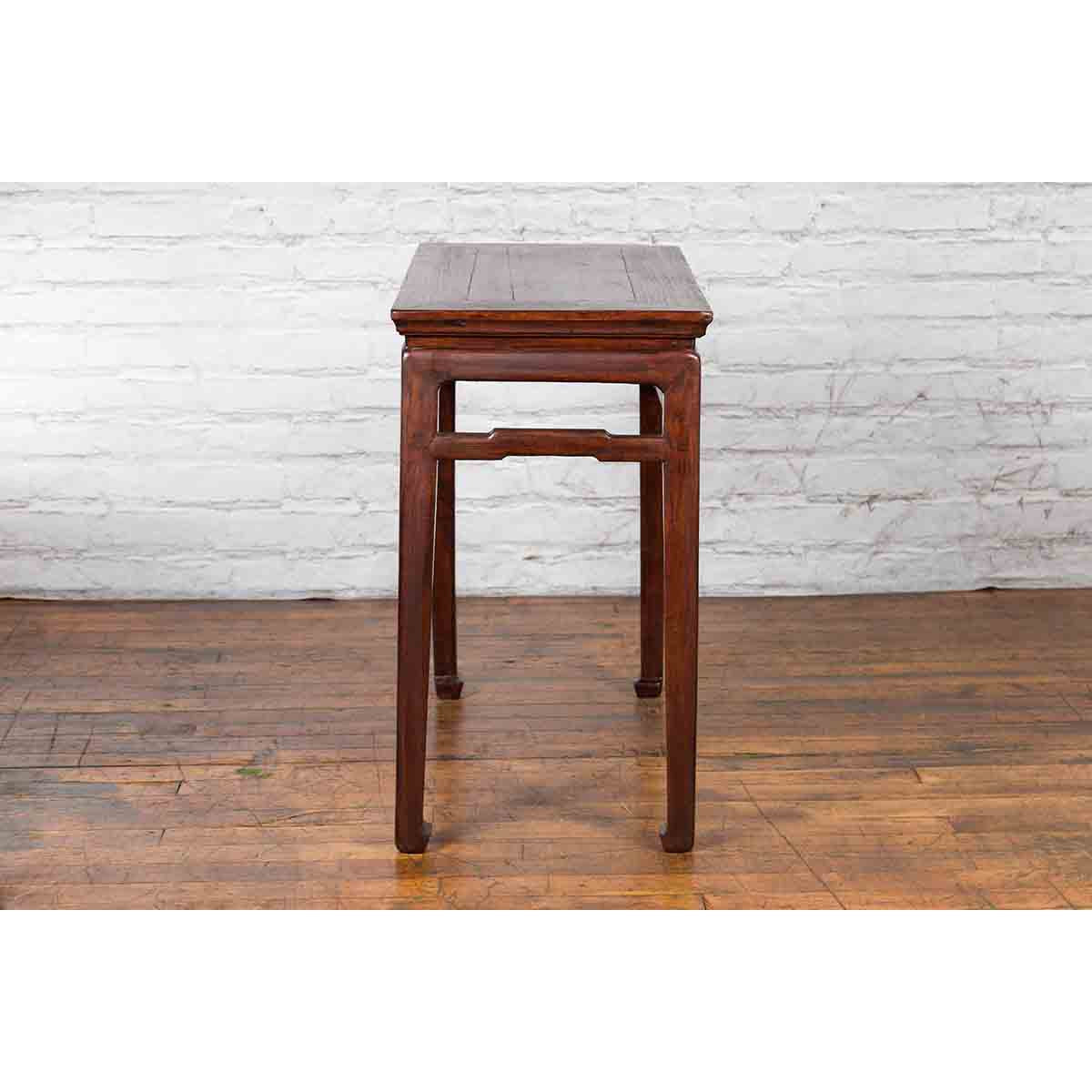 Chinese Qing Dynasty 19th Century Elm Wine Table with Humpback Stretchers-11. Asian &amp; Chinese Furniture, Art, Antiques, Vintage Home Décor for sale at FEA Home