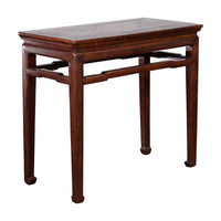 Chinese Qing Dynasty 19th Century Elm Wine Table with Humpback Stretchers