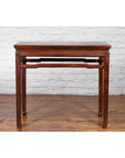 Chinese Qing Dynasty 19th Century Elm Wine Table with Humpback Stretchers-3. Asian & Chinese Furniture, Art, Antiques, Vintage Home Décor for sale at FEA Home