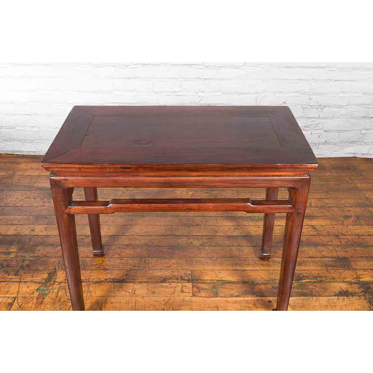 Chinese Qing Dynasty 19th Century Elm Wine Table with Humpback Stretchers-10. Asian &amp; Chinese Furniture, Art, Antiques, Vintage Home Décor for sale at FEA Home