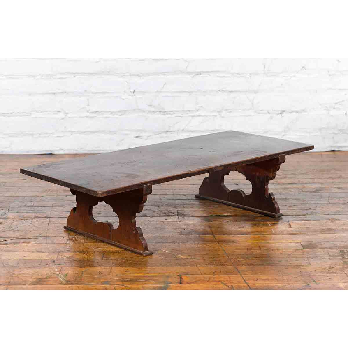 Japanese Low Table or Bench with Carved Cutout Legs-2. Asian & Chinese Furniture, Art, Antiques, Vintage Home Décor for sale at FEA Home