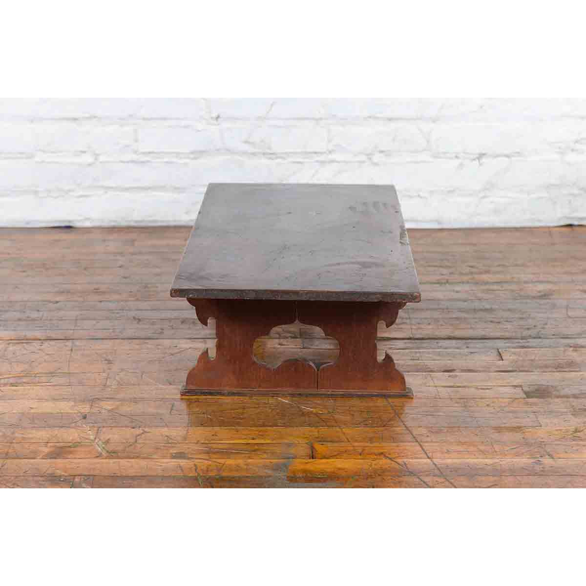 Japanese Low Table or Bench with Carved Cutout Legs-7. Asian &amp; Chinese Furniture, Art, Antiques, Vintage Home Décor for sale at FEA Home