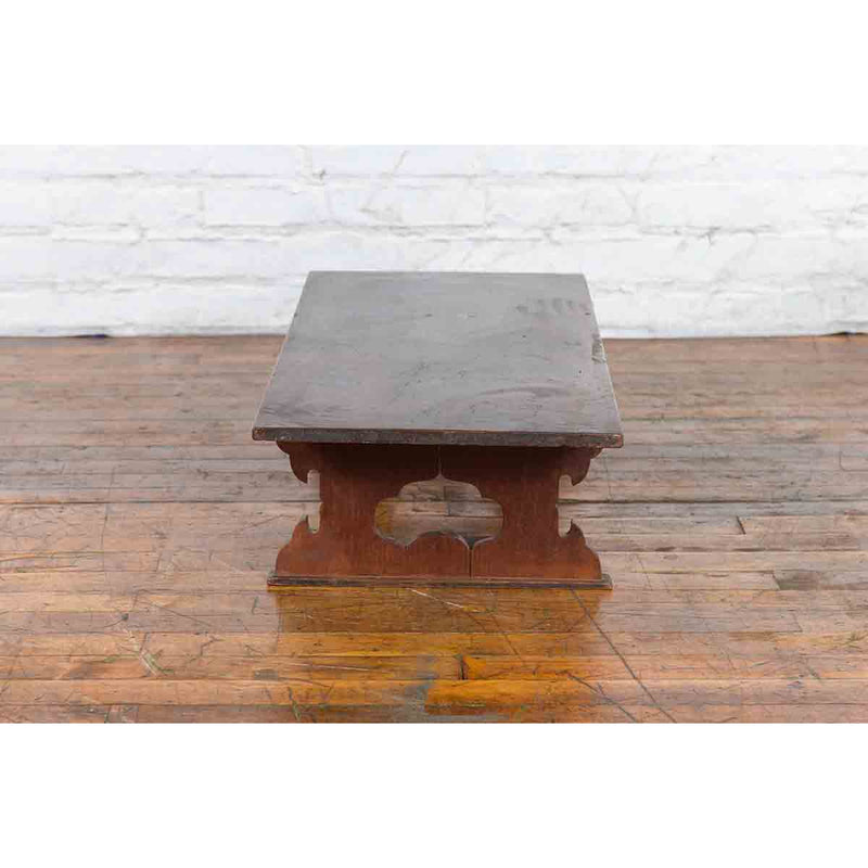 Japanese Meiji Period Low Table with Recessed Legs and Open Carved Cutout Legs