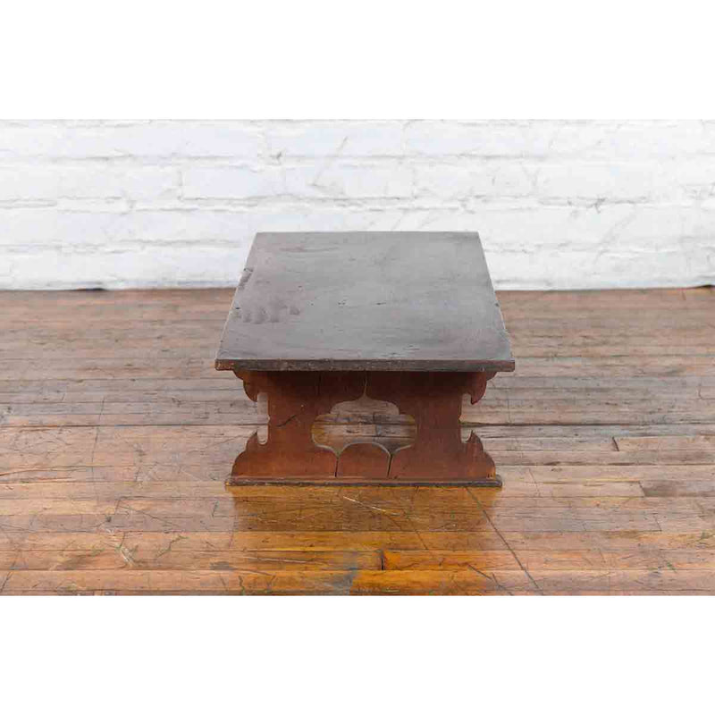 Japanese Meiji Period Low Table with Recessed Legs and Open Carved Cutout Legs