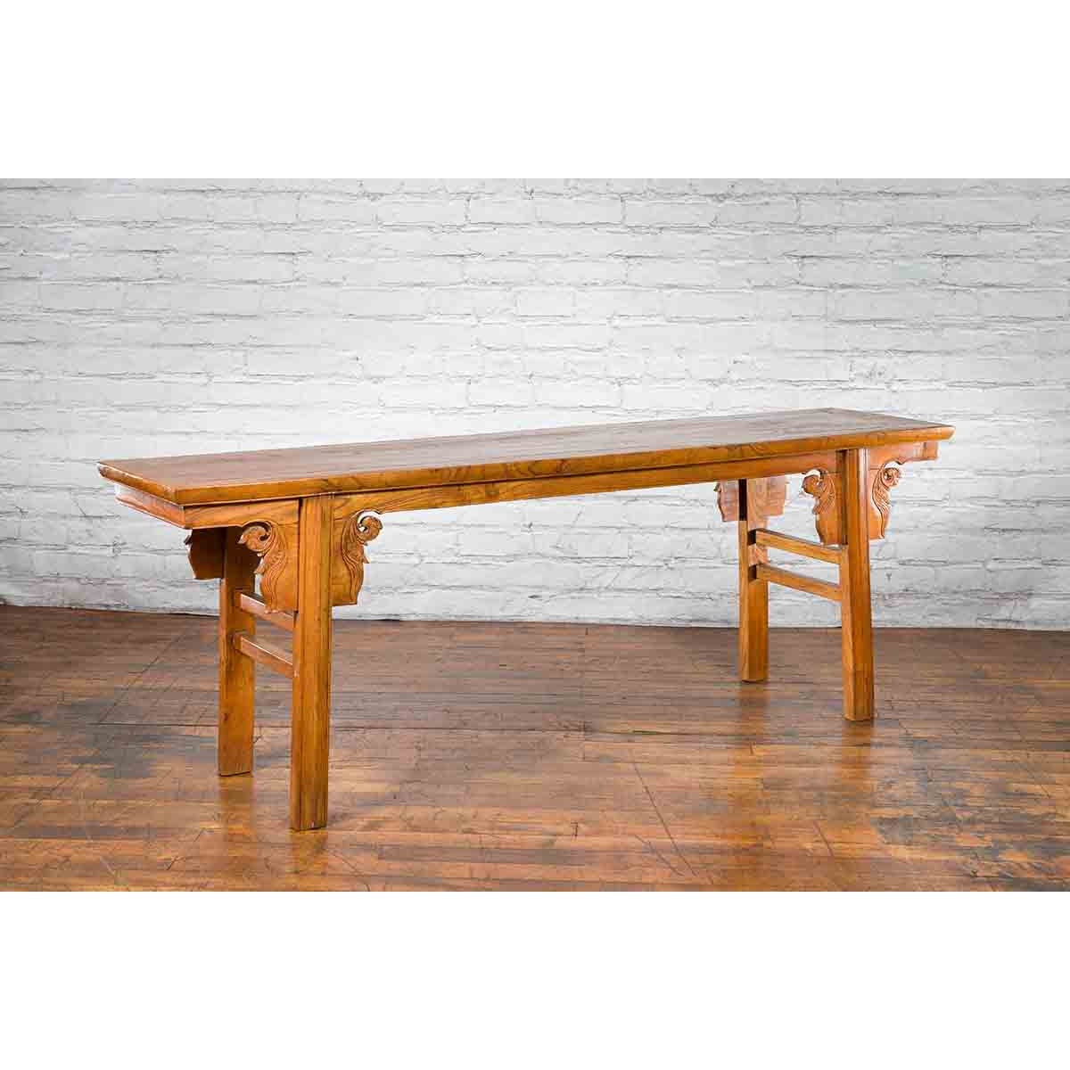 Chinese Qing Dynasty Shandong Altar Console Table with Carved Scrolling Motifs-11. Asian &amp; Chinese Furniture, Art, Antiques, Vintage Home Décor for sale at FEA Home