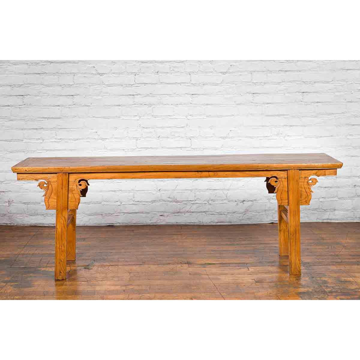 Chinese Qing Dynasty Shandong Altar Console Table with Carved Scrolling Motifs-13. Asian &amp; Chinese Furniture, Art, Antiques, Vintage Home Décor for sale at FEA Home