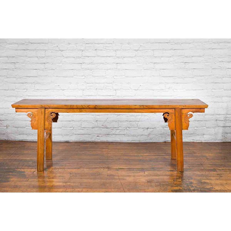 Chinese Qing Dynasty Shandong Altar Console Table with Carved Scrolling Motifs-YN1488-2. Asian & Chinese Furniture, Art, Antiques, Vintage Home Décor for sale at FEA Home