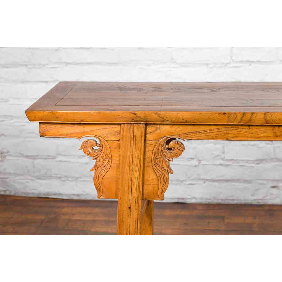 Chinese Qing Dynasty Shandong Altar Console Table with Carved Scrolling Motifs-3. Asian &amp; Chinese Furniture, Art, Antiques, Vintage Home Décor for sale at FEA Home