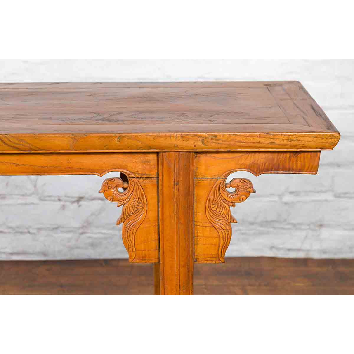 Chinese Qing Dynasty Shandong Altar Console Table with Carved Scrolling Motifs-4. Asian &amp; Chinese Furniture, Art, Antiques, Vintage Home Décor for sale at FEA Home