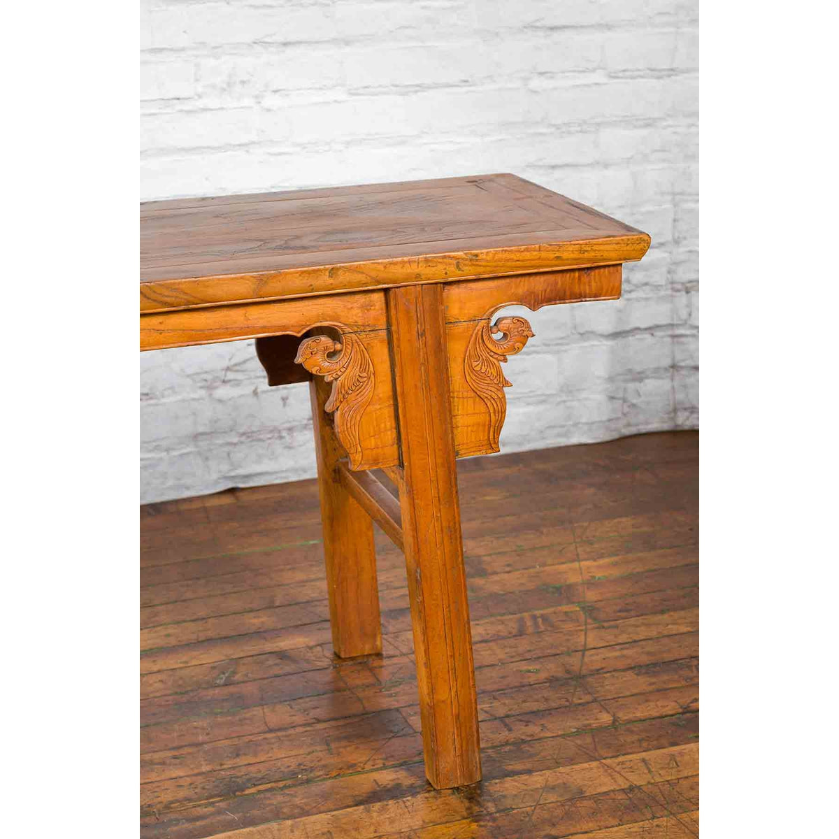 Chinese Qing Dynasty Shandong Altar Console Table with Carved Scrolling Motifs-6. Asian &amp; Chinese Furniture, Art, Antiques, Vintage Home Décor for sale at FEA Home
