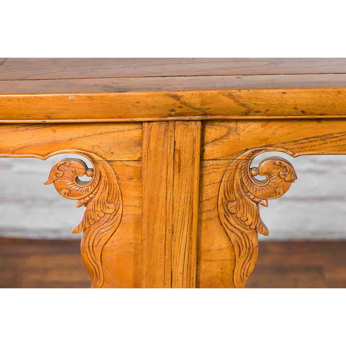 Chinese Qing Dynasty Shandong Altar Console Table with Carved Scrolling Motifs-7. Asian &amp; Chinese Furniture, Art, Antiques, Vintage Home Décor for sale at FEA Home