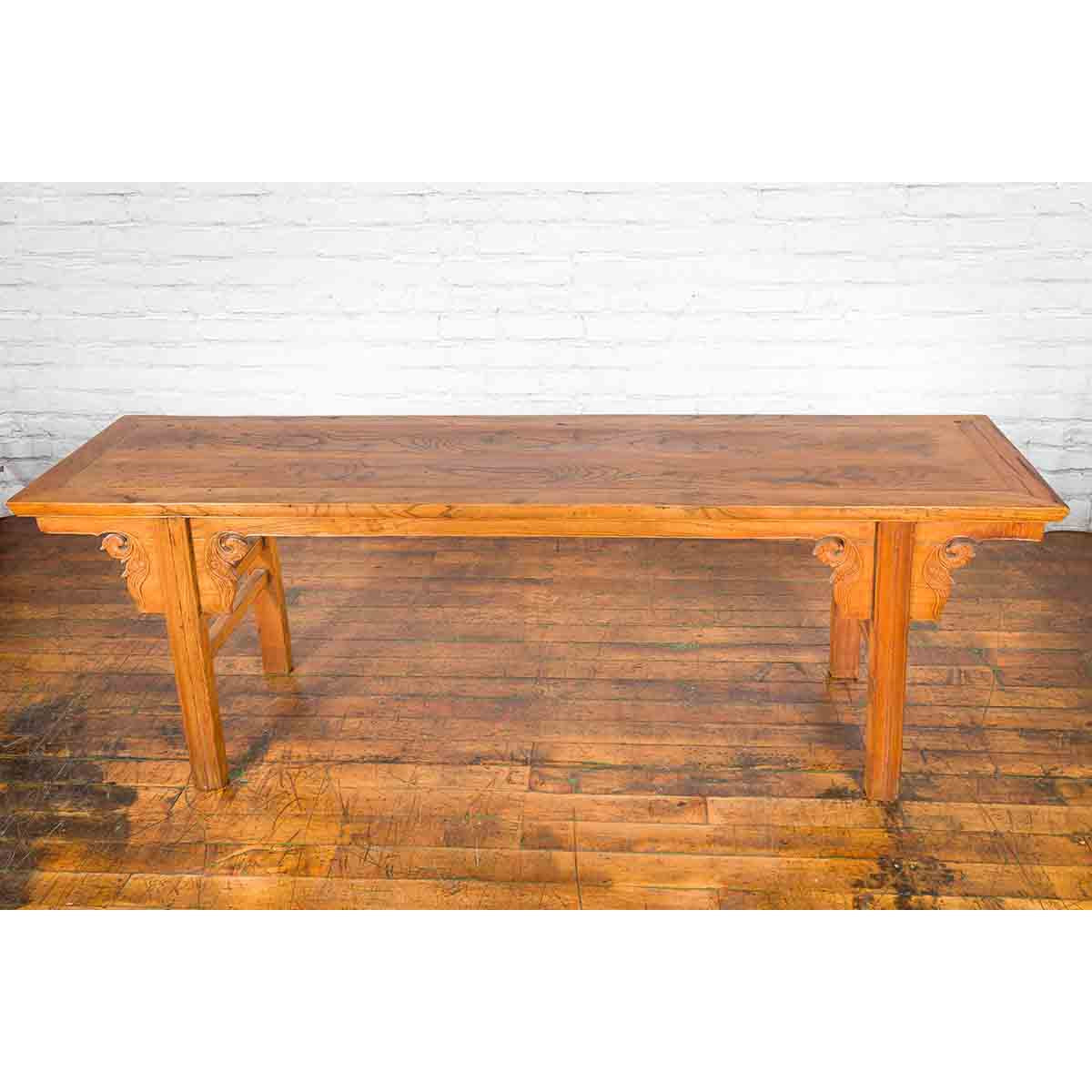 Chinese Qing Dynasty Shandong Altar Console Table with Carved Scrolling Motifs-8. Asian &amp; Chinese Furniture, Art, Antiques, Vintage Home Décor for sale at FEA Home