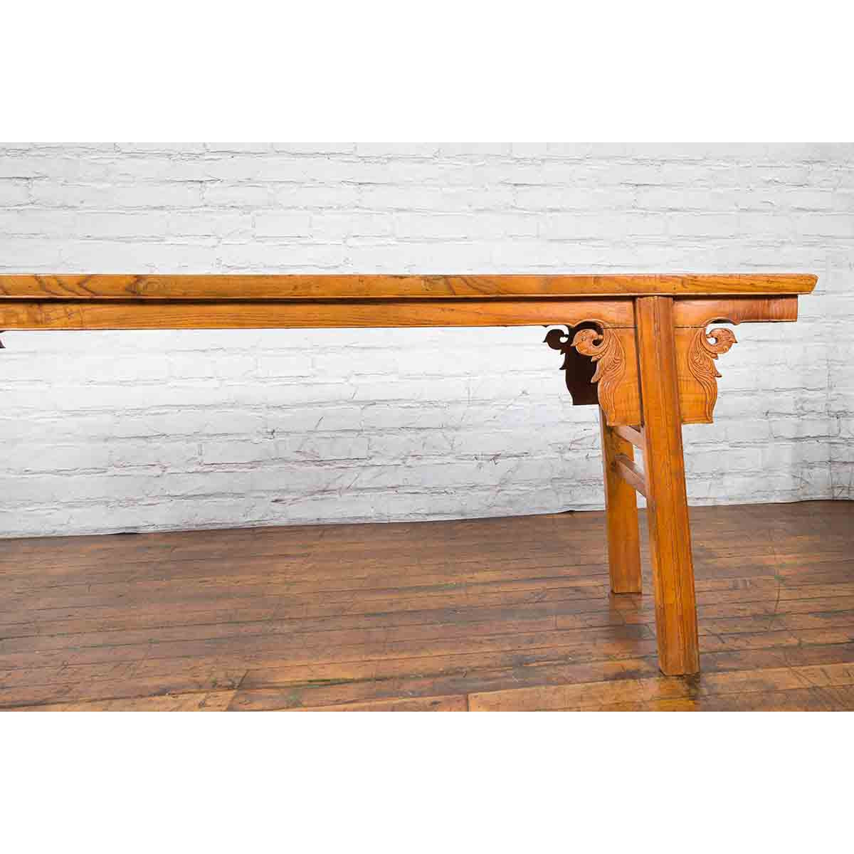 Chinese Qing Dynasty Shandong Altar Console Table with Carved Scrolling Motifs-9. Asian &amp; Chinese Furniture, Art, Antiques, Vintage Home Décor for sale at FEA Home