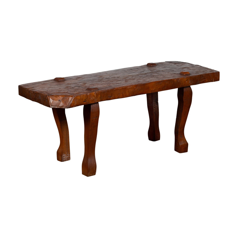 Javanese Arts and Crafts Teak Table with Recessed Legs and Distressed Appearance-YN1490-1. Asian & Chinese Furniture, Art, Antiques, Vintage Home Décor for sale at FEA Home