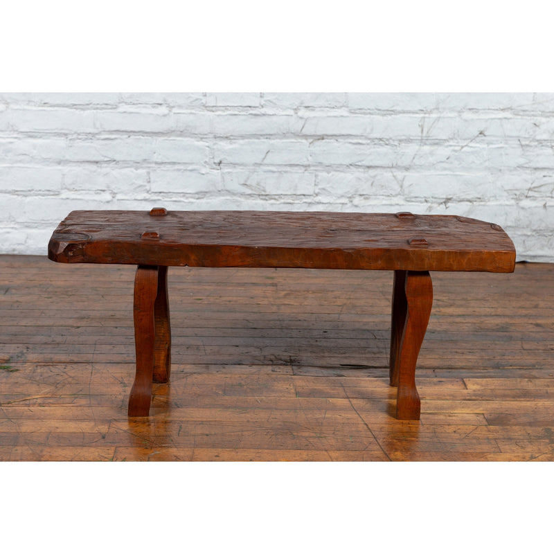 Javanese Arts and Crafts Teak Table with Recessed Legs and Distressed Appearance-YN1490-11. Asian & Chinese Furniture, Art, Antiques, Vintage Home Décor for sale at FEA Home