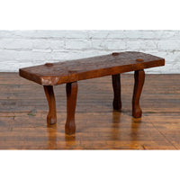Javanese Arts and Crafts Teak Table with Recessed Legs and Distressed Appearance