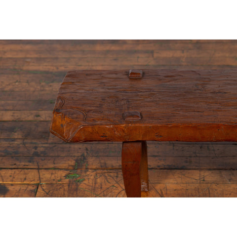 Javanese Arts and Crafts Teak Table with Recessed Legs and Distressed Appearance-YN1490-4. Asian & Chinese Furniture, Art, Antiques, Vintage Home Décor for sale at FEA Home