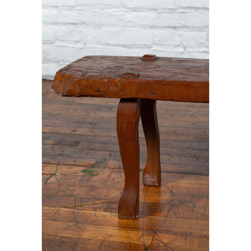 Javanese Arts and Crafts Teak Table with Recessed Legs and Distressed Appearance-YN1490-7. Asian & Chinese Furniture, Art, Antiques, Vintage Home Décor for sale at FEA Home