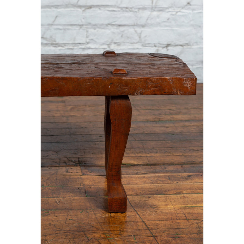 Javanese Arts and Crafts Teak Table with Recessed Legs and Distressed Appearance-YN1490-8. Asian & Chinese Furniture, Art, Antiques, Vintage Home Décor for sale at FEA Home