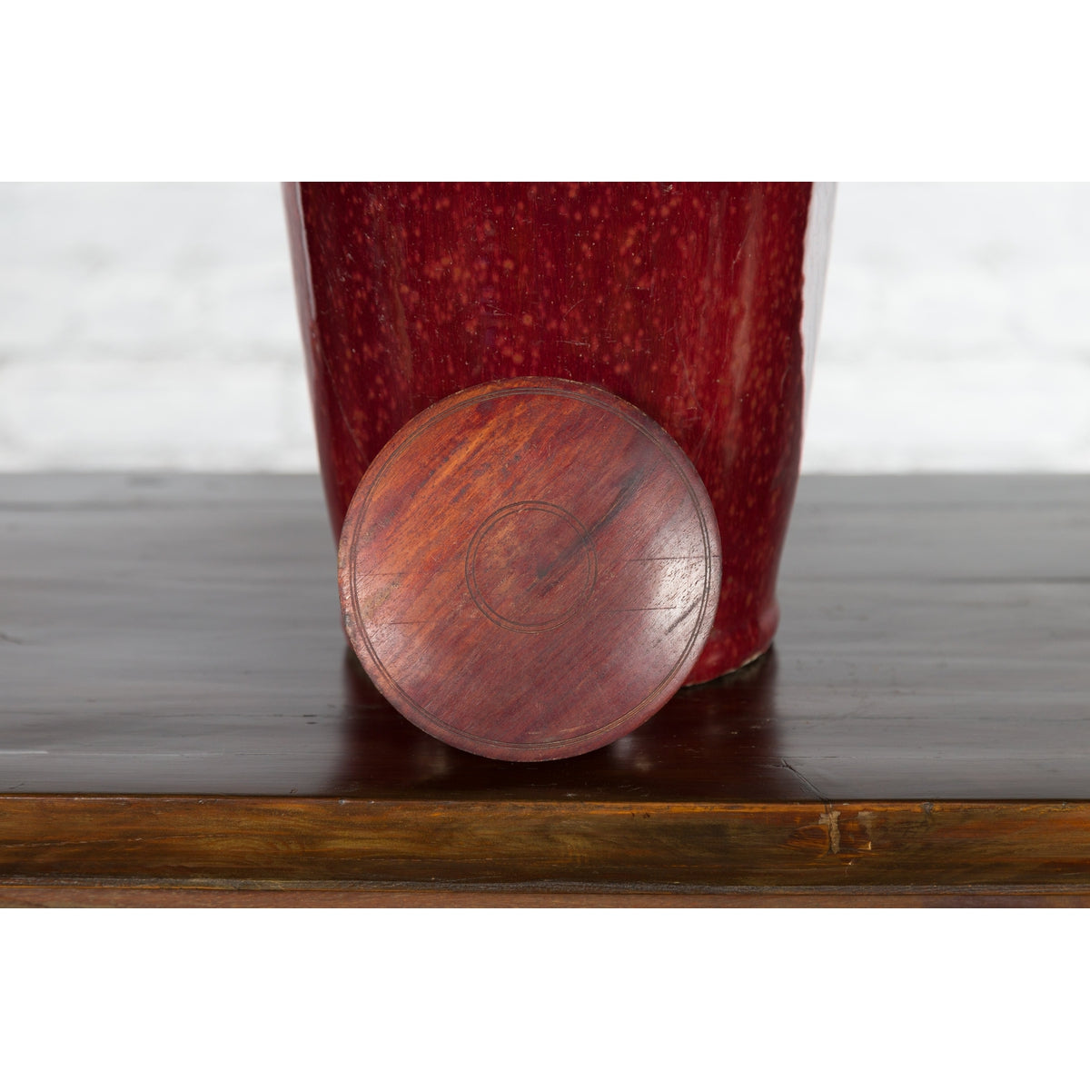 Chinese Qing Dynasty 18th or 19th Century Oxblood Jar with Circular Lid-11. Asian &amp; Chinese Furniture, Art, Antiques, Vintage Home Décor for sale at FEA Home