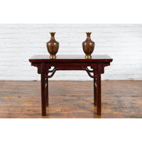 Chinese 19th Century Qing Dynasty Altar Console Table with Humpback Stretchers