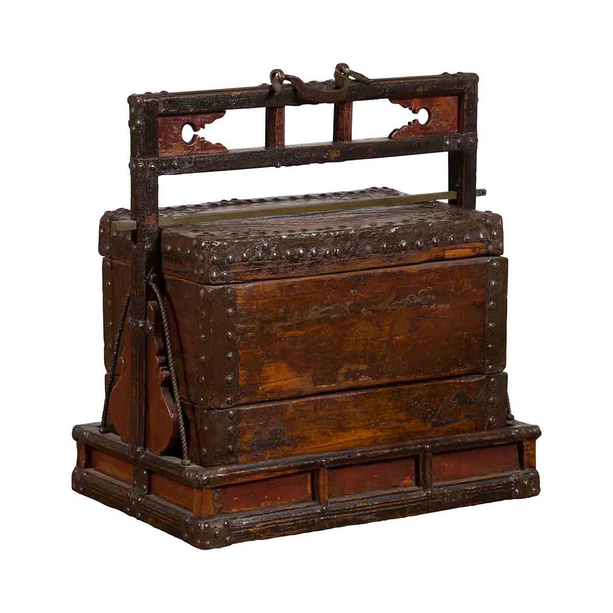 Chinese Qing Dynasty Tiered Wedding Box with Nailheads and Dark Patina-1. Asian & Chinese Furniture, Art, Antiques, Vintage Home Décor for sale at FEA Home