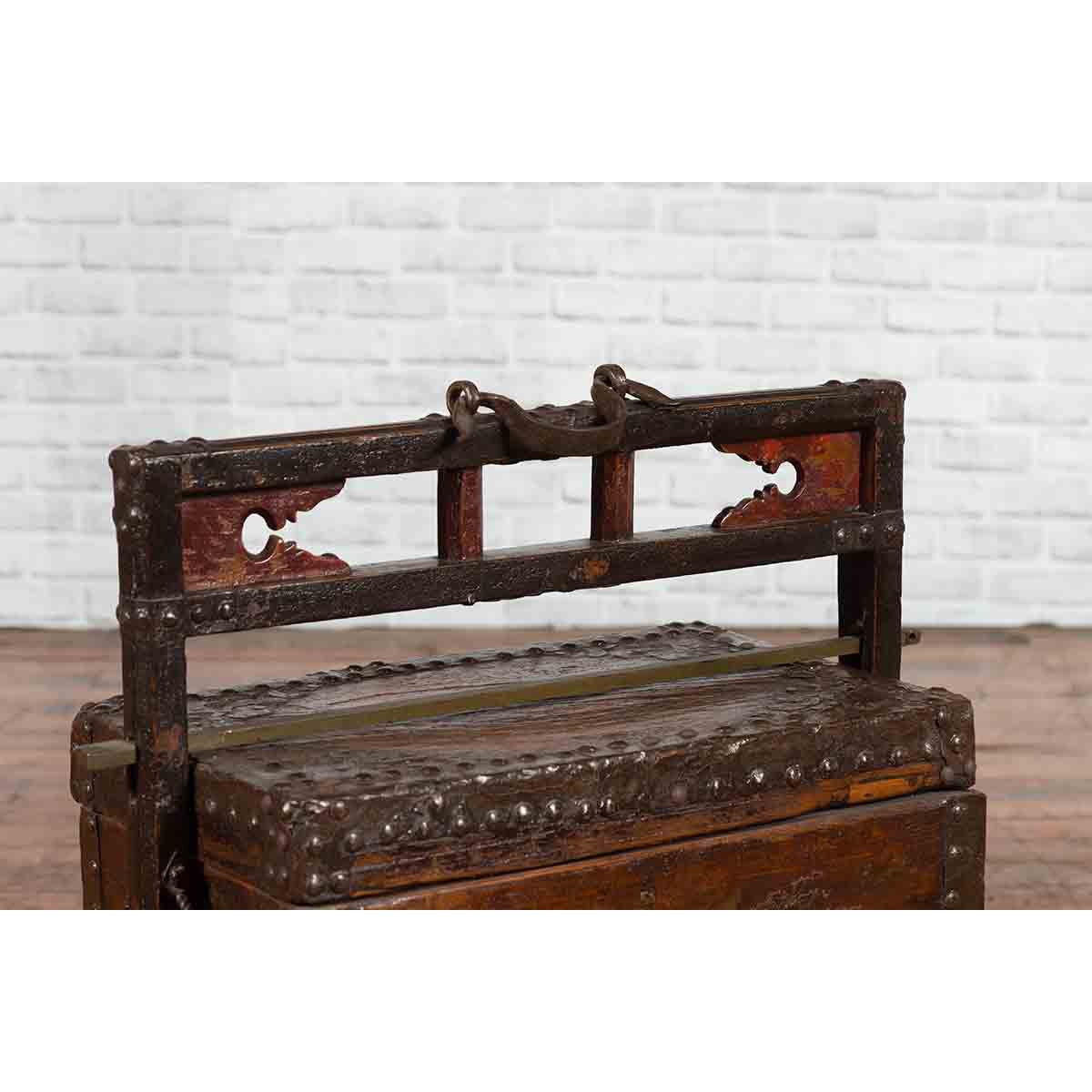 Chinese Qing Dynasty Tiered Wedding Box with Nailheads and Dark Patina-8. Asian &amp; Chinese Furniture, Art, Antiques, Vintage Home Décor for sale at FEA Home