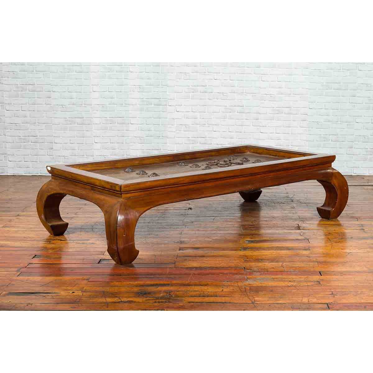 18th or 19th Century Elm Doors with Iron Hardware Made into a Ming Coffee Table-3. Asian &amp; Chinese Furniture, Art, Antiques, Vintage Home Décor for sale at FEA Home