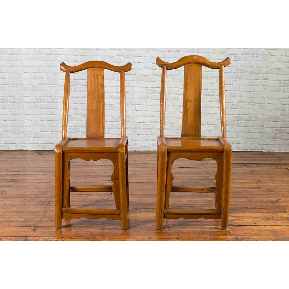 Near Pair of Chinese Qing Dynasty 19th Century Yoke High Back Decorative Chairs-14. Asian &amp; Chinese Furniture, Art, Antiques, Vintage Home Décor for sale at FEA Home