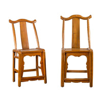 Near Pair of Chinese Qing Dynasty 19th Century Yoke High Back Decorative Chairs