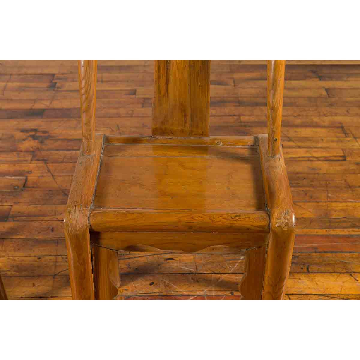 Near Pair of Chinese Qing Dynasty 19th Century Yoke High Back Decorative Chairs-12. Asian &amp; Chinese Furniture, Art, Antiques, Vintage Home Décor for sale at FEA Home