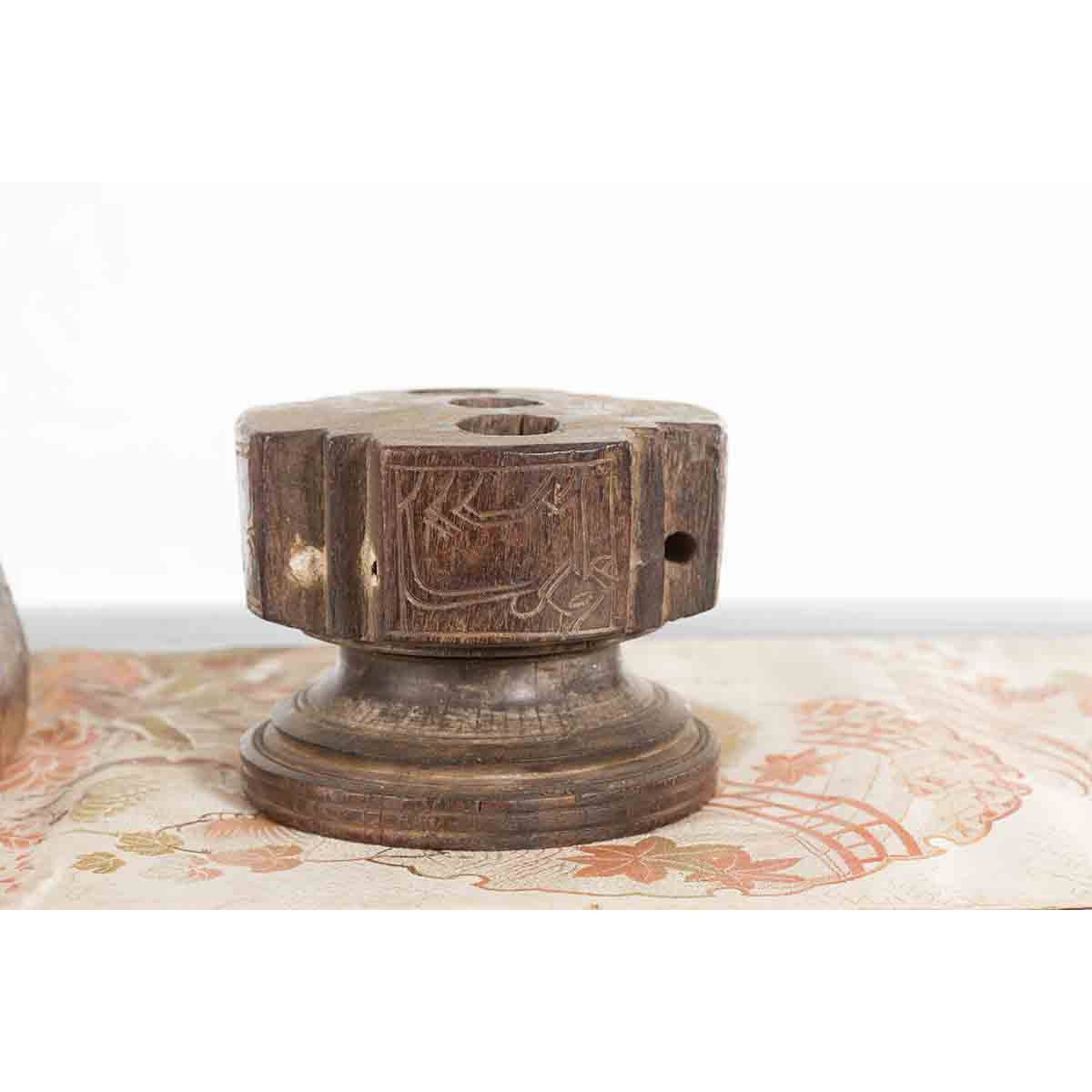 Set of Three Indian 19th Century Seed Planters with Carved Motifs and Patina-13. Asian &amp; Chinese Furniture, Art, Antiques, Vintage Home Décor for sale at FEA Home