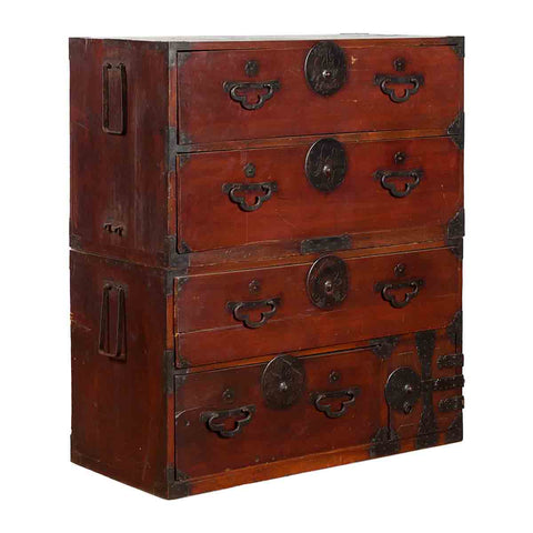 Japanese Meiji Period Late 19th Century Tansu Chest in Sendai Isho-Dansu Style- Asian Antiques, Vintage Home Decor & Chinese Furniture - FEA Home