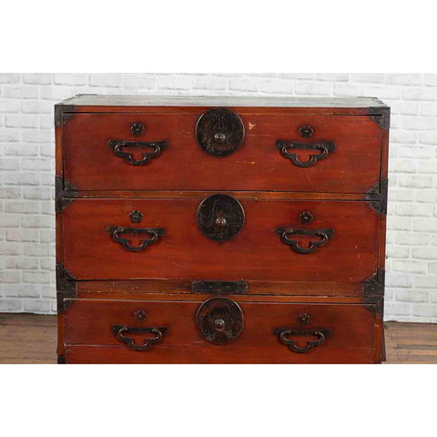 Japanese Meiji Period Late 19th Century Tansu Chest in Sendai Isho-Dansu Style