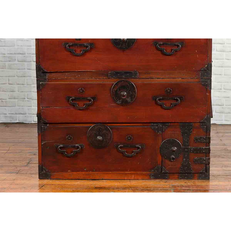 Japanese Meiji Period Late 19th Century Tansu Chest in Sendai Isho-Dansu Style