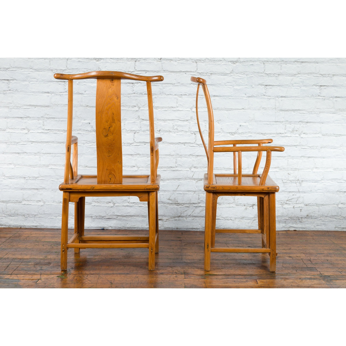 Pair of Chinese Qing Dynasty 19th Century Lamp Hanger Chairs with Natural Patina-5. Asian &amp; Chinese Furniture, Art, Antiques, Vintage Home Décor for sale at FEA Home