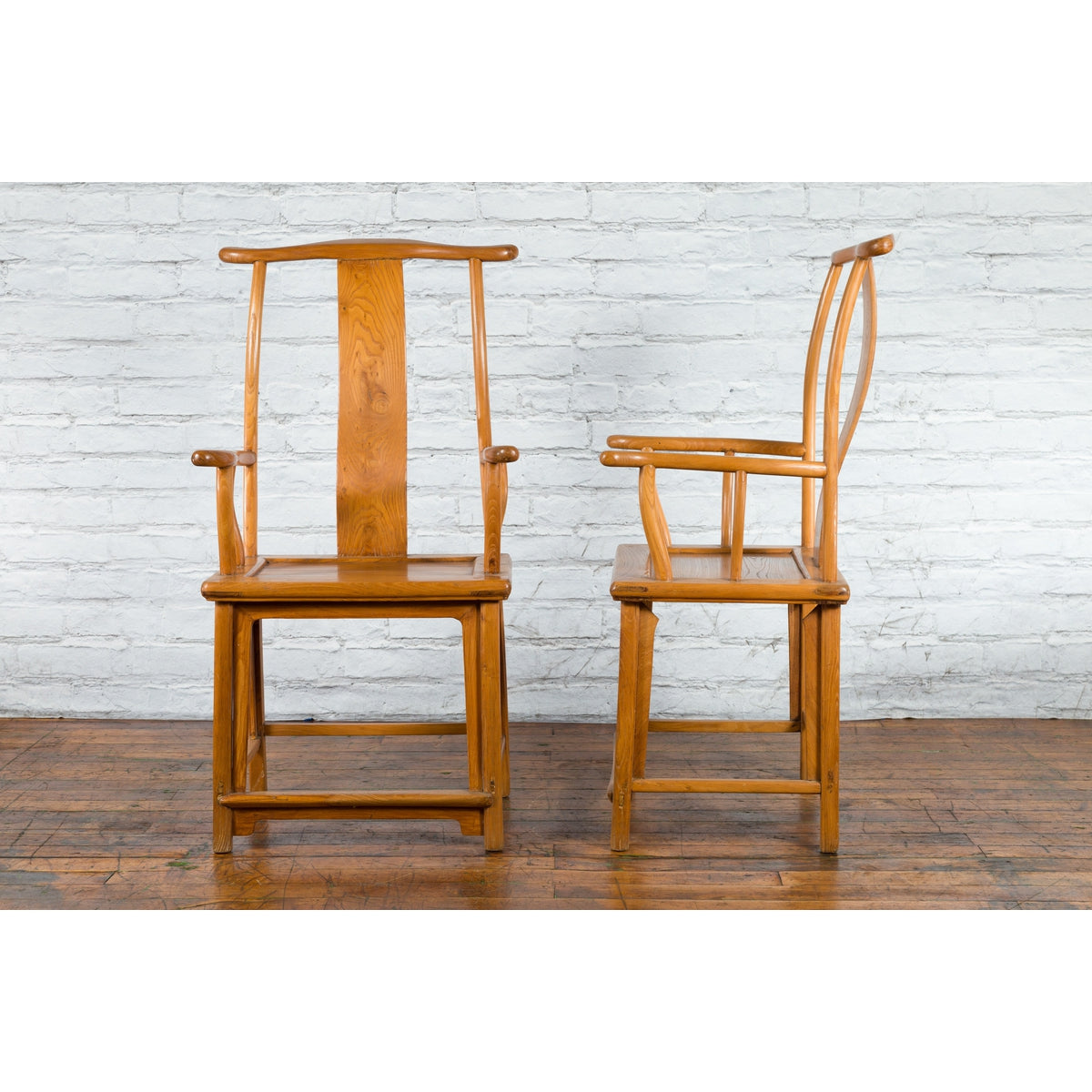 Pair of Chinese Qing Dynasty 19th Century Lamp Hanger Chairs with Natural Patina-8. Asian &amp; Chinese Furniture, Art, Antiques, Vintage Home Décor for sale at FEA Home