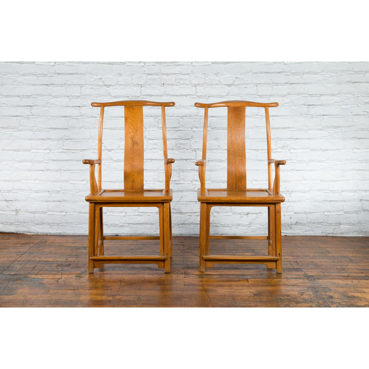 Pair of Chinese Qing Dynasty 19th Century Lamp Hanger Chairs with Natural Patina-3. Asian &amp; Chinese Furniture, Art, Antiques, Vintage Home Décor for sale at FEA Home