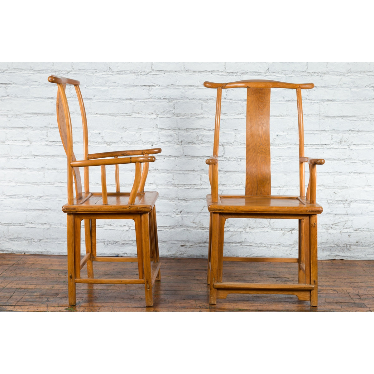 Pair of Chinese Qing Dynasty 19th Century Lamp Hanger Chairs with Natural Patina-7. Asian &amp; Chinese Furniture, Art, Antiques, Vintage Home Décor for sale at FEA Home