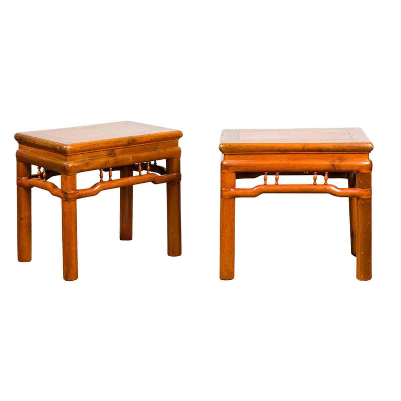Pair of Chinese Qing Dynasty 19th Century Side Tables with Humpback Stretchers- Asian Antiques, Vintage Home Decor & Chinese Furniture - FEA Home
