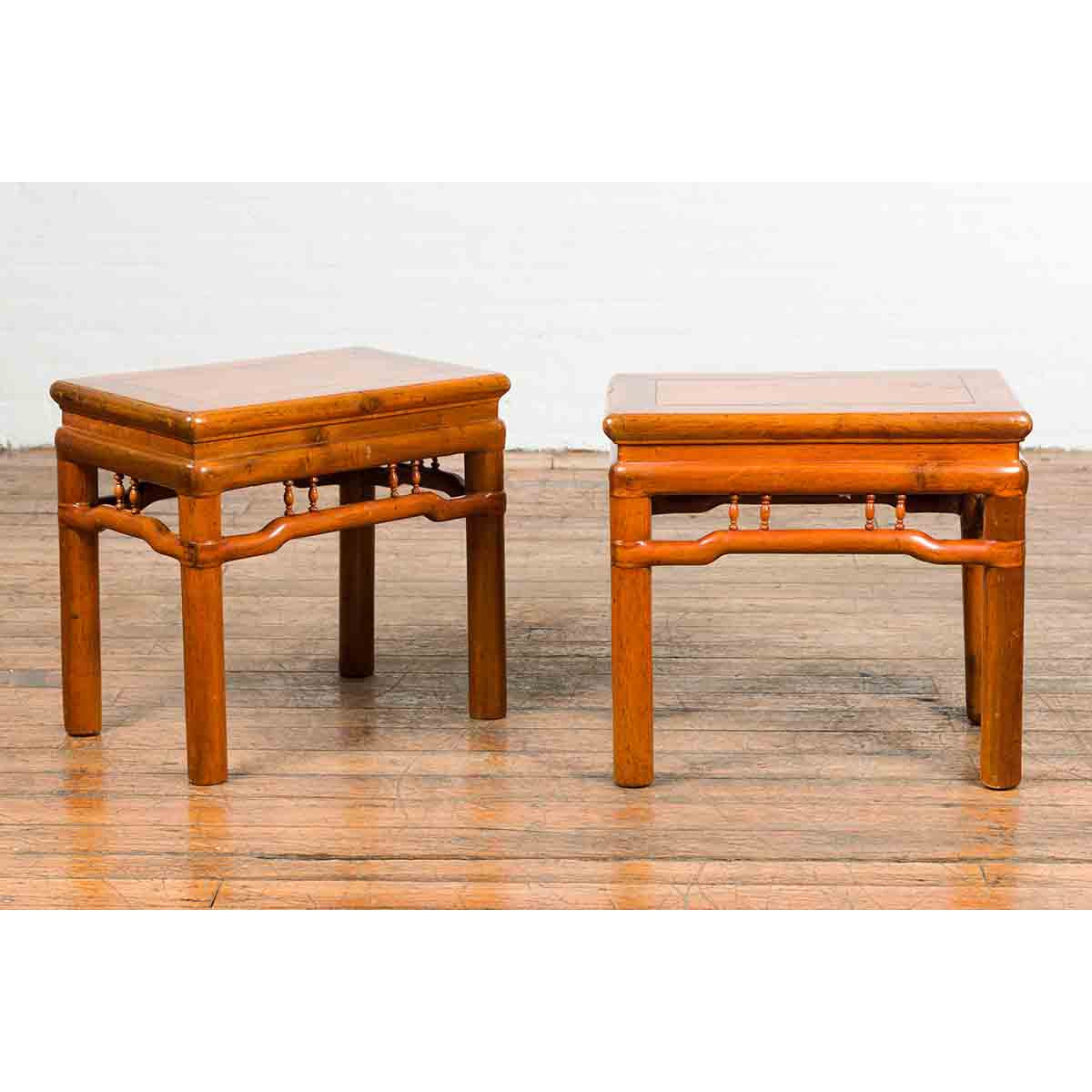 Pair of Chinese Qing Dynasty 19th Century Side Tables with Humpback Stretchers-2. Asian & Chinese Furniture, Art, Antiques, Vintage Home Décor for sale at FEA Home